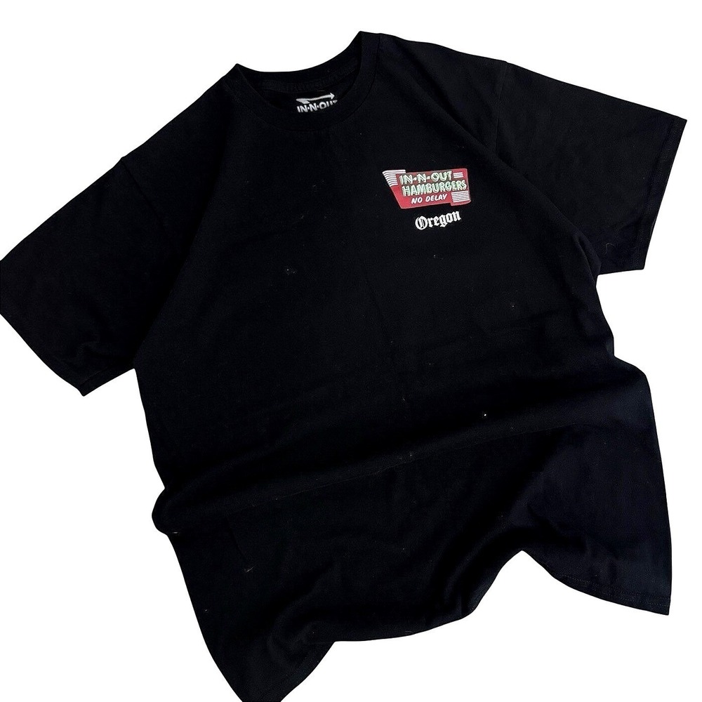 In-N-Out Burger‎ Oregon Graphic T-Shirt Mens Medium Black Muscle Car Made in USA
